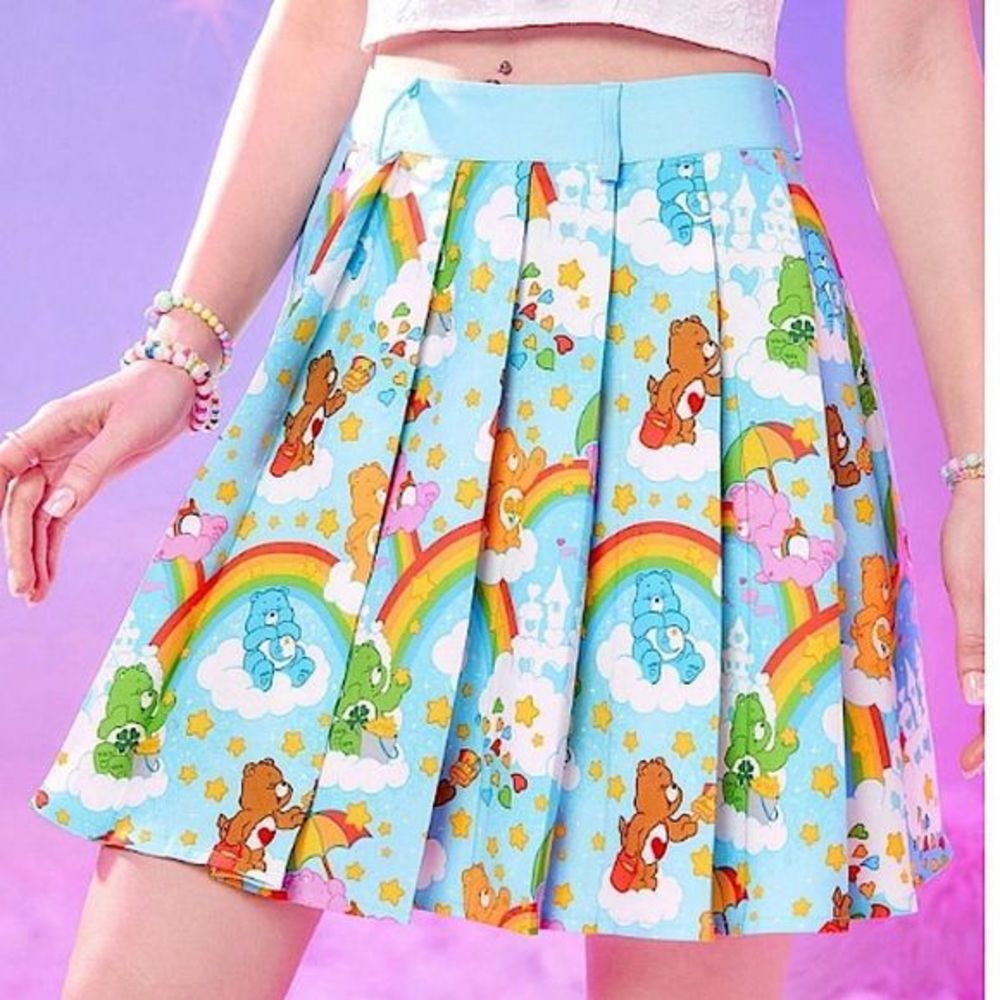 Care Bears 80's Cartoon Graphic Print Pleated Skirt
